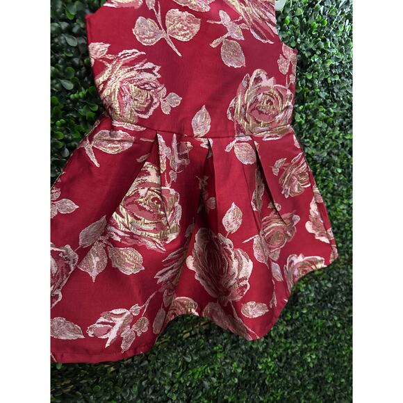 Children’s Place, Toddlers Sleeveless Red Dress, Floral Party Dress, Size 4T - Picture 3 of 6